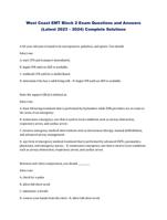 West Coast EMT Block 2 Exam Questions and Answers (Latest 2023 – 2024) Complete Solutions