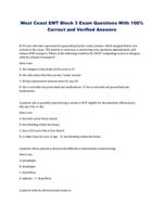 West Coast EMT Block 3 Exam Questions With 100% Correct and Verified Answers