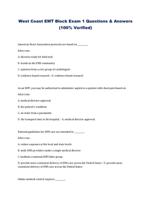 West Coast EMT Block Exam 1 Questions & Answers (100% Verified)