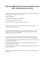 West Coast EMT Final Exam (Latest Updated Version 2023 – 2024) All Answers Correct