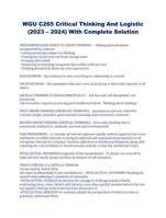 WGU C265 Critical Thinking And Logistic (2023 – 2024) With Complete Solution