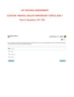 ATI TESTING:  CUSTOM- MENTAL HEALTH IMPORTANT TOPICS ASN 1 (COMPLETE QUESTIONS AND ANSWERS)