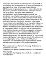 Investigate the Measures Taken Up By Bhutanese government To Address The Water Scarcity In Prone Regions.