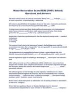 Water Restoration Exam IICRC (100% Solved) Questions and Answers