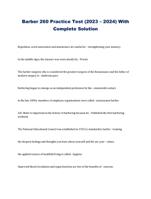 Barber 260 Practice Test (2023 – 2024) With Complete Solution