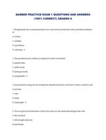 BARBER PRACTICE EXAM 1 QUESTIONS AND ANSWERS (100% CORRECT) GRADED A