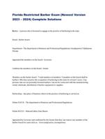 Florida Restricted Barber Exam (Newest Version 2023 – 2024) Complete Solutions