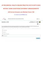 ATI RN MENTAL HEALTH ONLINE PRACTICE 2019 B WITH NGN RETAKE- SAME QUESTIONS DIFFERENT ARRANGEMENTS -All Correct Answers