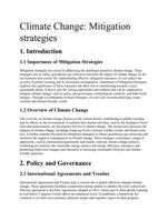 Climate Change: Mitigation strategies