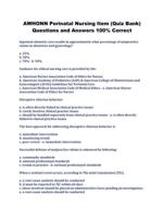 AWHONN Perinatal Nursing Item (Quiz Bank) Questions and Answers 100% Correct