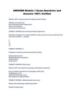 AWOHNN Module 1 Exam Questions and Answers 100% Verified