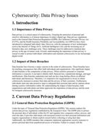 Cybersecurity: Data Privacy Issues