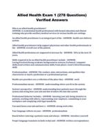 Allied Health Exam 1 (278 Questions) Verified Answers