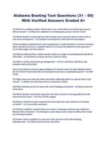 Alabama Boating Test Questions (31 – 60) With Verified Answers Graded A+