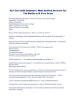 ALF Core (200 Questions) With Verified Answers For The Florida ALF Core Exam