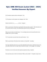 Epic AMB 400 Exam (Latest 2023 – 2024) Verified Answers By Expert