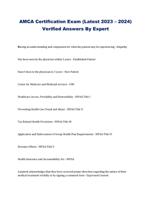 AMCA Certification Exam (Latest 2023 – 2024) Verified Answers By Expert