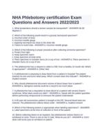 NHA Phlebotomy certification Exam Questions and Answers 2022/2023