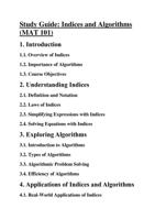 STUDY GUIDE FOR INDICES AND ALGORITHM FOR GENERAL MATHEMATICS 1.