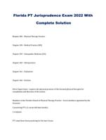 Florida PT Jurisprudence Exam 2022 With Complete Solution