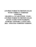 ATI PROCTORED NUTRITION EXAM WITH CORRECT VERIFIED ANSWERS. GRADED A+ GUARANTEED