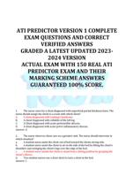 ATI PREDICTOR VERSION 1 COMPLETE EXAM QUESTIONS AND CORRECT VERIFIED ANSWERS