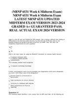 (NRNP 6531 Week 6 Midterm Exam) NRNP 6531 Week 6 Midterm Exam LATEST NRNP 6531 UPDATED MIDTERM EXAM VERSION 2023-2024