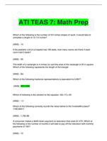 ATI TEAS 7: Math Prep QUESTION AND ANSWERS