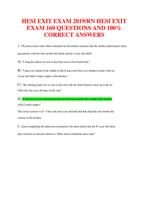 HESI EXIT EXAM 2019/RN HESI EXIT EXAM 160 QUESTIONS AND 100% CORRECT ANSWERS