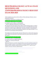 HESI PHARMACOLOGY ACTUAL EXAM QUESTIONS AND ANSWERS/PHARMACOLOGY HESI EXIT EXAM 2024-2025