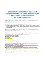 HESI HEALTH ASSESSMENT 2024 EXAM VERSION 1 COMPLETE EXAM 160 QUESTIONS  AND CORRECT ANSWERS WITH  RATIONALES|AGRADE