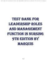 TEST BANK FOR LEADERSHIP ROLES AND MANAGEMENT FUNCTION IN NURSING 9TH EDITION BY MARQUIS