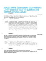 NURS6550/NURS 6550 MIDTERM EXAM VERSION B LATEST 2024 REAL EXAM 100 QUESTIONS AND CORRECT ANSWERS|A GRADE