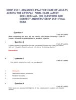 NRNP 6531 –ADVANCED PRACTICE CARE OF ADULTS ACROSS THE LIFESPAN  FINAL EXAM LATEST  2023-2024 ALL 100 QUESTIONS AND C