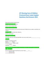 ATI Nursing Care of Children Proctored Exam Latest Update Questions And Answers 2023