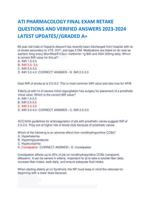 ATI PHARMACOLOGY FINAL EXAM RETAKE QUESTIONS AND VERIFIED ANSWERS 2023-2024 LATEST UPDATES//GRADED A+