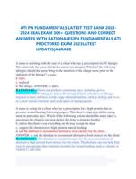 ATI PN FUNDAMENTALS LATEST TEST BANK 2023-2024 REAL EXAM 300+ QUESTIONS AND CORRECT  ANSWERS WITH RATIONALES|PN FUNDA