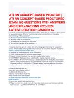 ATI RN CONCEPT-BASED PROCTOR | ATI RN CONCEPT-BASED PROCTORED EXAM 165 QUESTIONS WITH ANSWERS AND EXPLANATIONS 2023-2024 LAT