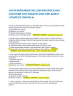 ATI RN FUNDAMENTALS 2019 PRACTICE EXAM QUESTIONS AND ANSWERS 2023-2024 LATEST UPDATES// GRADED A+