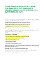 ATI RN COMPREHENSIVE PREDICTOR 800+ REAL EXAM QUESTIONS AND VERIFIED ANSWERS 2023-2024 LATEST UPDATES// 100% GUARANTE