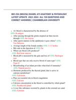 BIO 256 (BIO256) EXAMS; ATI ANATOMY & PHYSIOLOGY LATEST UPDATE  2022-2024  ALL 150 QUESTIONS AND CORRECT ANSWERS