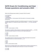 NATE Exam Air Conditioning and Heat Pumps questions and answers 2023