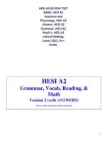 HESI A2 REVIEW TEST BANK, HESI A2 Anatomy and Physiology, HESI A2 Science Latest 2022, A++ Guide