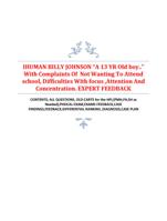 IHUMAN BILLY JOHNSON“A 13 YR Old boy..” With Complaints Of Not Wanting To Attend school, Difficulties With focus