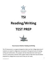 TSI Reading/Writing TEST PREP Texas Success Initiative: Reading and Writing