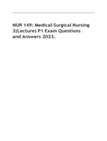 NUR 149 Medical-Surgical Nursing 2(Lecture) P1 Exam Questions and Answers 2023