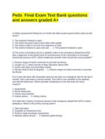 Peds Final Exam Test Bank Questions and Answers Latest (Graded A+)