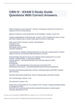 CBN IV - EXAM 3 Study Guide Questions With Correct Answers