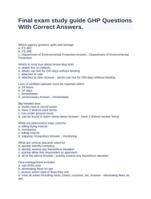 GHP Final exam study guide GHP Questions With Correct Answers