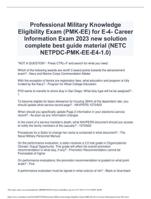 Professional Military Knowledge Eligibility Exam (PMK-EE) for E-4- Career Information Exam 2023 new solution complete guide